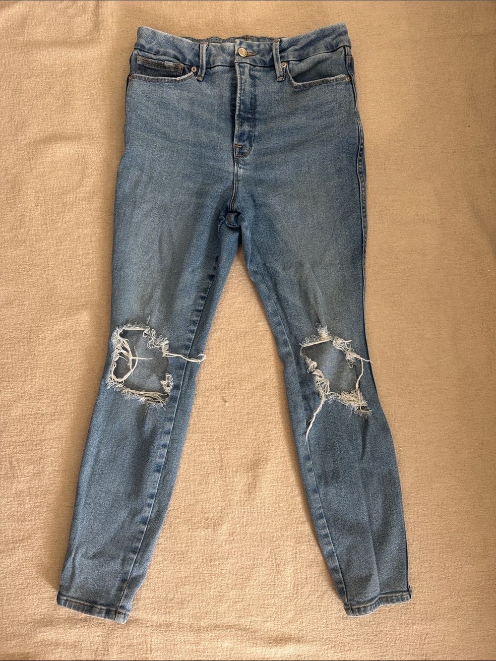 Good American Light Blue Ripped Skinny Jeans